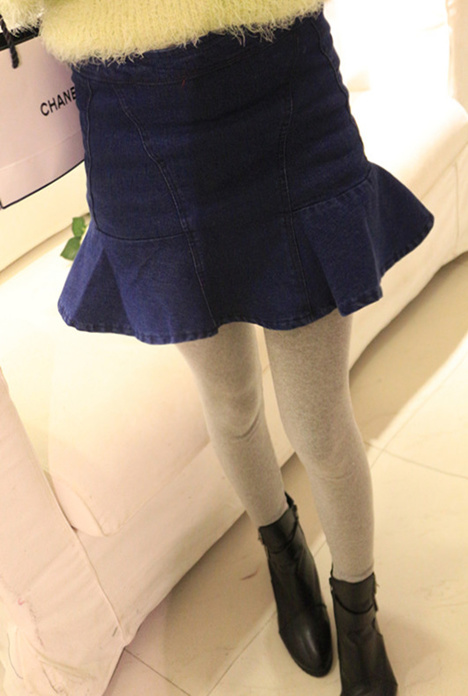 牛仔高腰鱼尾裙